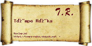 Tömpe Réka névjegykártya